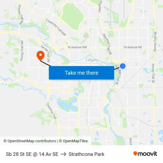 Sb 28 St SE @ 14 Av SE to Strathcona Park map