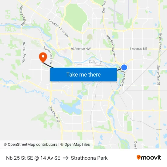 Nb 25 St SE @ 14 Av SE to Strathcona Park map