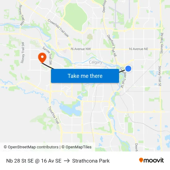 Nb 28 St SE @ 16 Av SE to Strathcona Park map