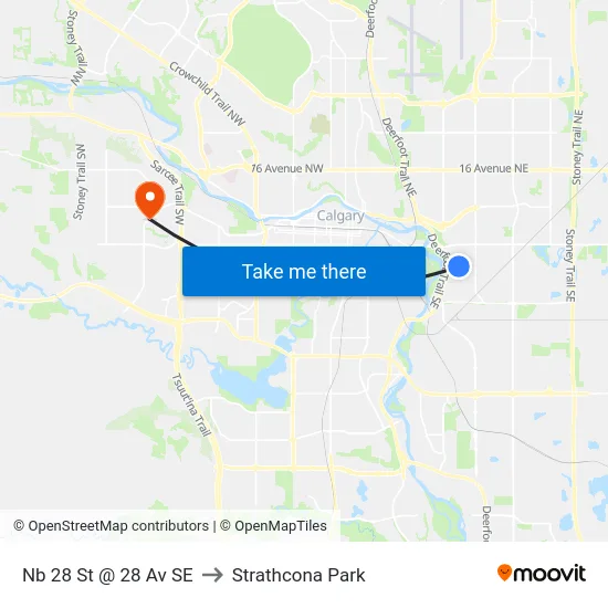 Nb 28 St @ 28 Av SE to Strathcona Park map