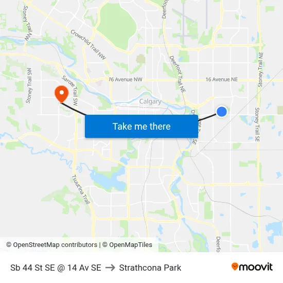 Sb 44 St SE @ 14 Av SE to Strathcona Park map