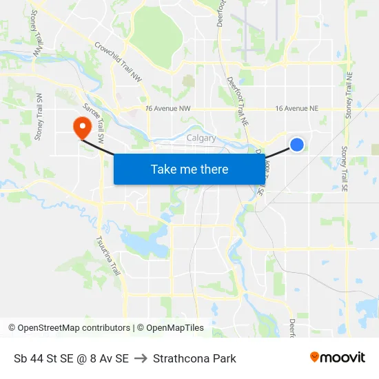 Sb 44 St SE @ 8 Av SE to Strathcona Park map