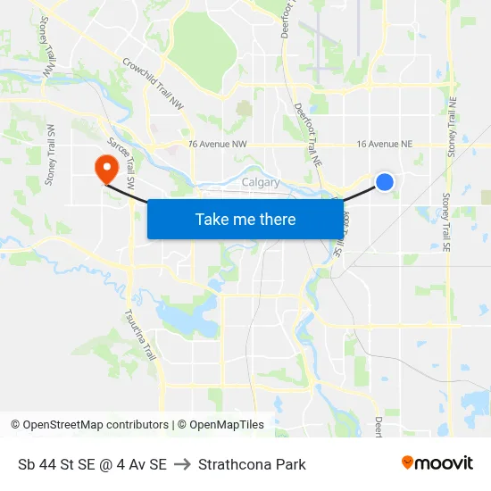 Sb 44 St SE @ 4 Av SE to Strathcona Park map