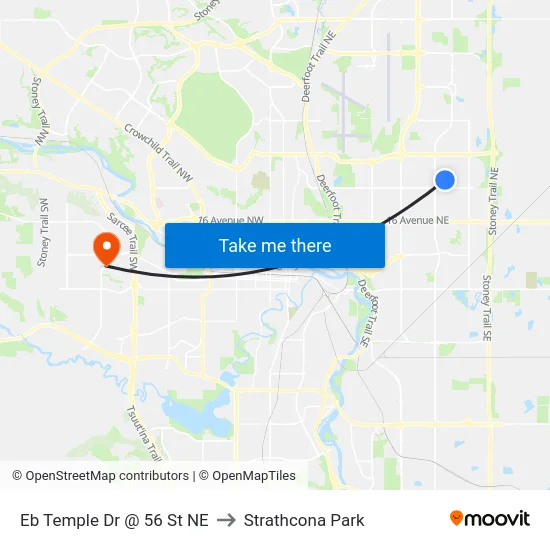 Eb Temple Dr @ 56 St NE to Strathcona Park map