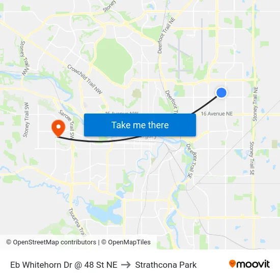 Eb Whitehorn Dr @ 48 St NE to Strathcona Park map