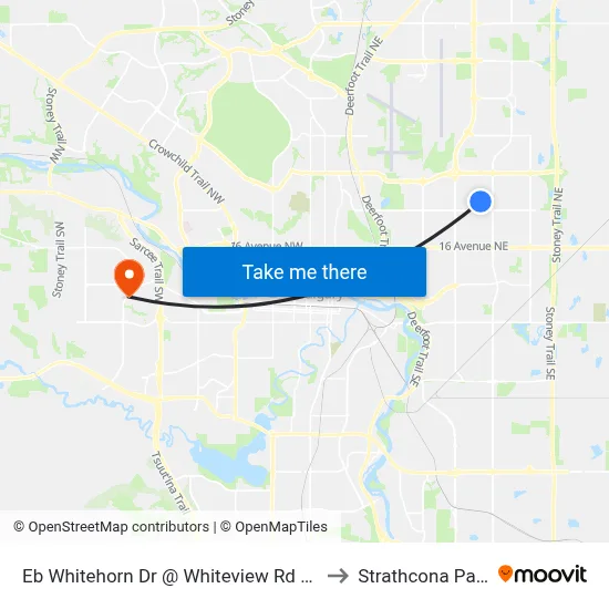 Eb Whitehorn Dr @ Whiteview Rd NE to Strathcona Park map