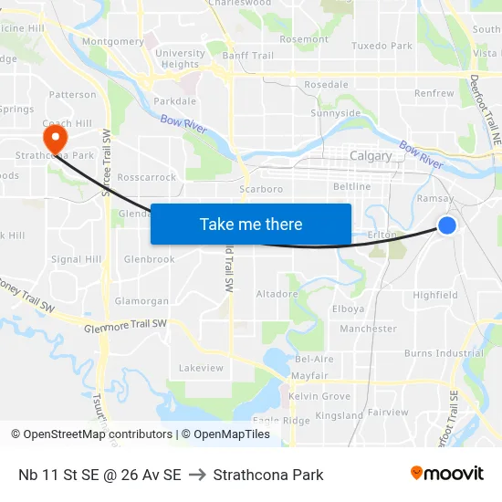 Nb 11 St SE @ 26 Av SE to Strathcona Park map