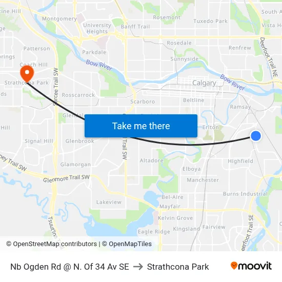 Nb Ogden Rd @ N. Of 34 Av SE to Strathcona Park map