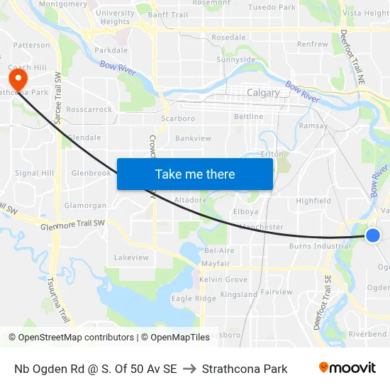 Nb Ogden Rd @ S. Of 50 Av SE to Strathcona Park map