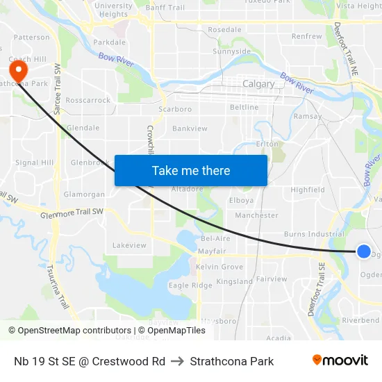 Nb 19 St SE @ Crestwood Rd to Strathcona Park map