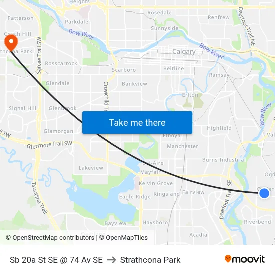 Sb 20a St SE @ 74 Av SE to Strathcona Park map