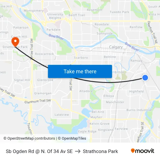 Sb Ogden Rd @ N. Of 34 Av SE to Strathcona Park map