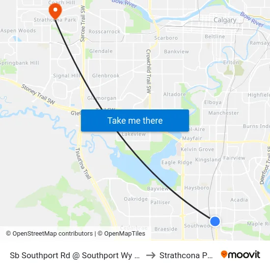 Sb Southport Rd @ Southport Wy SW to Strathcona Park map