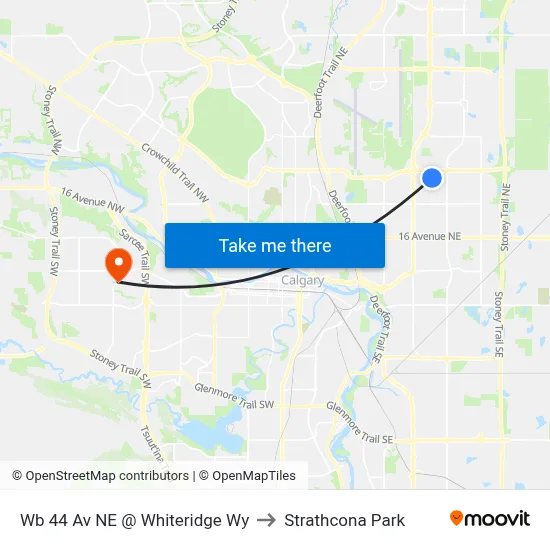 Wb 44 Av NE @ Whiteridge Wy to Strathcona Park map