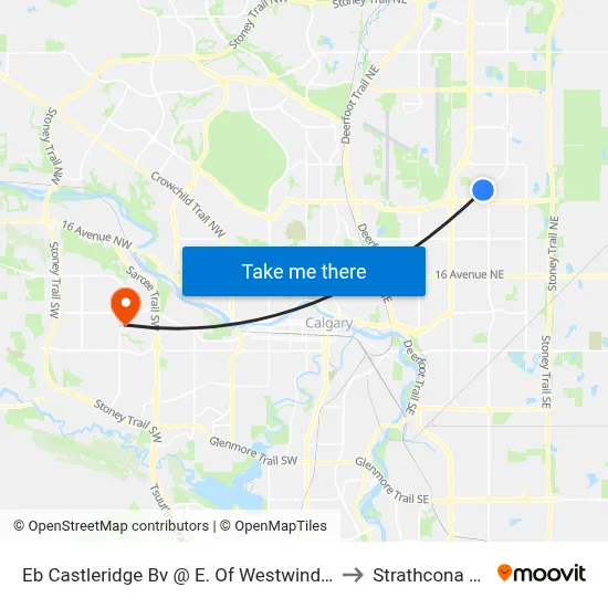 Eb Castleridge Bv @ E. Of Westwinds Dr NE to Strathcona Park map