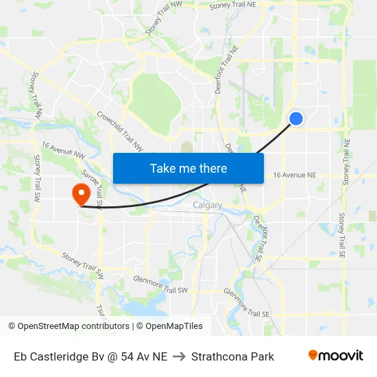 Eb Castleridge Bv @ 54 Av NE to Strathcona Park map