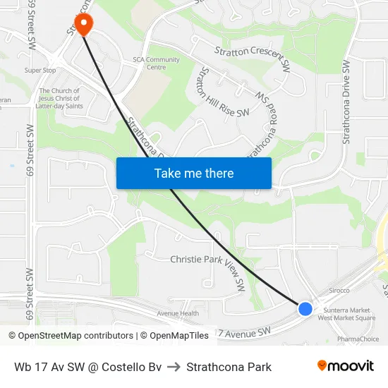 Wb 17 Av SW @ Costello Bv to Strathcona Park map