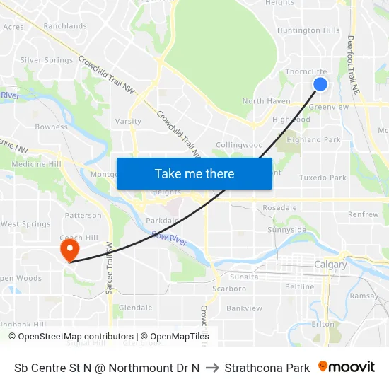 Sb Centre St N @ Northmount Dr N to Strathcona Park map