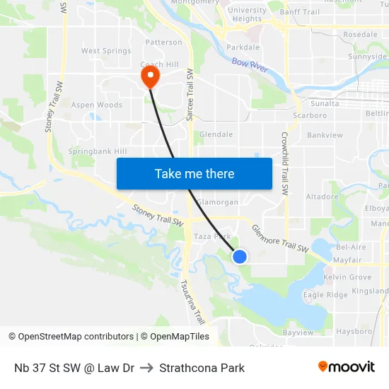 Nb 37 St SW @ Law Dr to Strathcona Park map