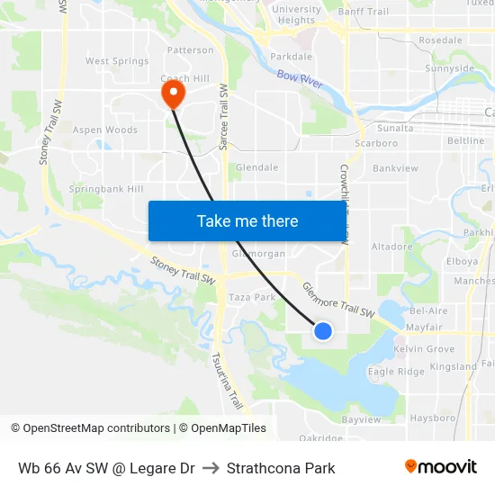 Wb 66 Av SW @ Legare Dr to Strathcona Park map