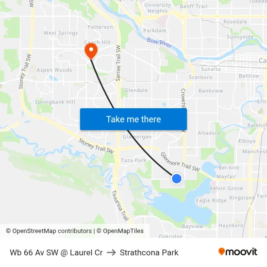 Wb 66 Av SW @ Laurel Cr to Strathcona Park map