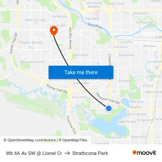 Wb 66 Av SW @ Lionel Cr to Strathcona Park map