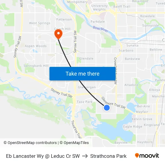 Eb Lancaster Wy @ Leduc Cr SW to Strathcona Park map