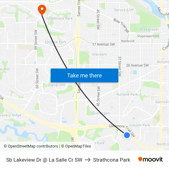Sb Lakeview Dr @ La Salle Cr SW to Strathcona Park map