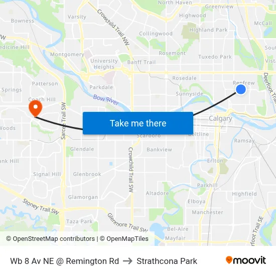Wb 8 Av NE @ Remington Rd to Strathcona Park map