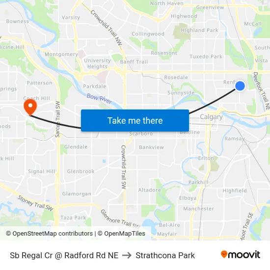 Sb Regal Cr @ Radford Rd NE to Strathcona Park map