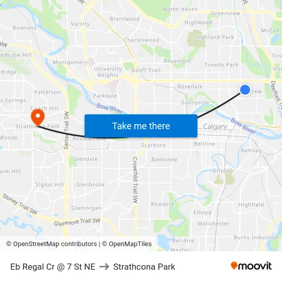 Eb Regal Cr @ 7 St NE to Strathcona Park map