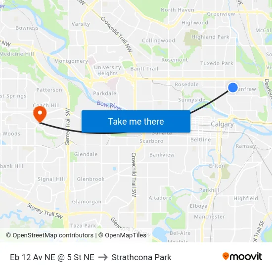 Eb 12 Av NE @ 5 St NE to Strathcona Park map
