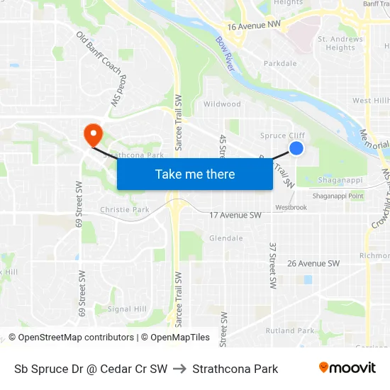 Sb Spruce Dr @ Cedar Cr SW to Strathcona Park map