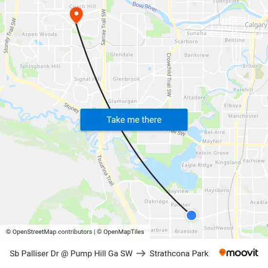 Sb Palliser Dr @ Pump Hill Ga SW to Strathcona Park map