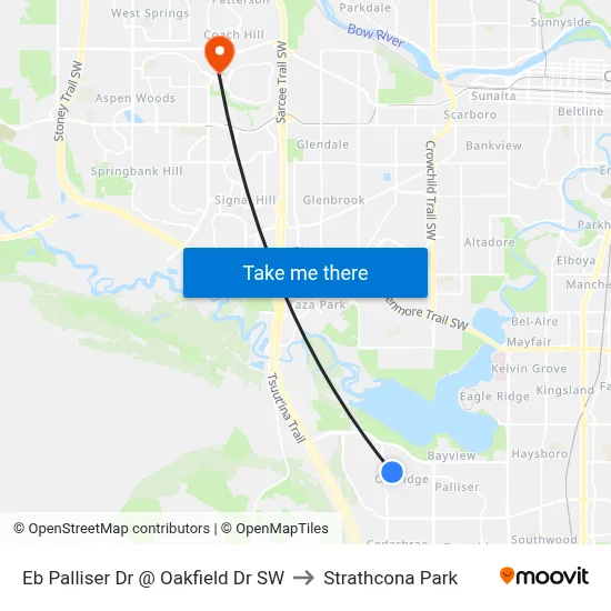 Eb Palliser Dr @ Oakfield Dr SW to Strathcona Park map