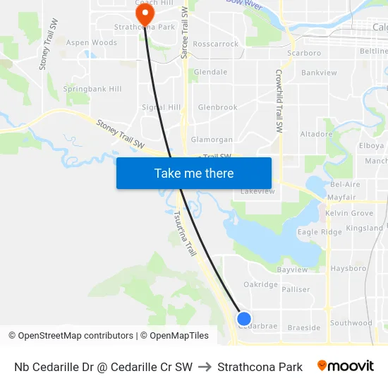 Nb Cedarille Dr @ Cedarille Cr SW to Strathcona Park map
