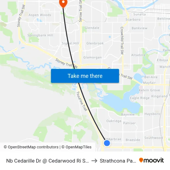 Nb Cedarille Dr @ Cedarwood Ri SW to Strathcona Park map