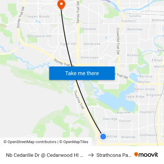 Nb Cedarille Dr @ Cedarwood Hl SW to Strathcona Park map