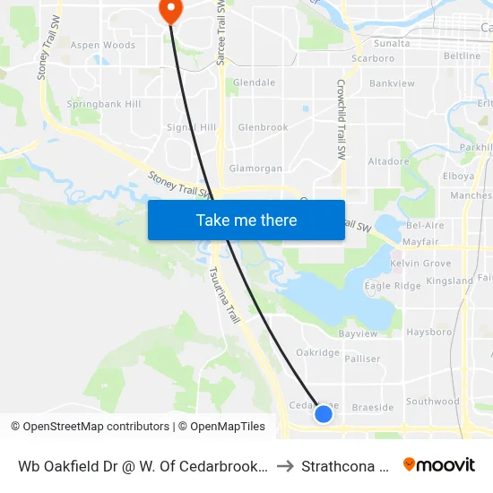 Wb Oakfield Dr @ W. Of Cedarbrook Ba SW to Strathcona Park map