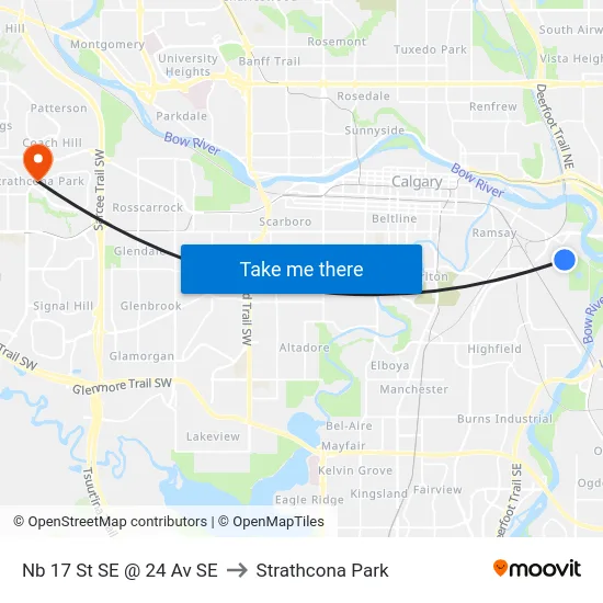 Nb 17 St SE @ 24 Av SE to Strathcona Park map