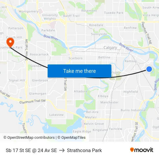 Sb 17 St SE @ 24 Av SE to Strathcona Park map