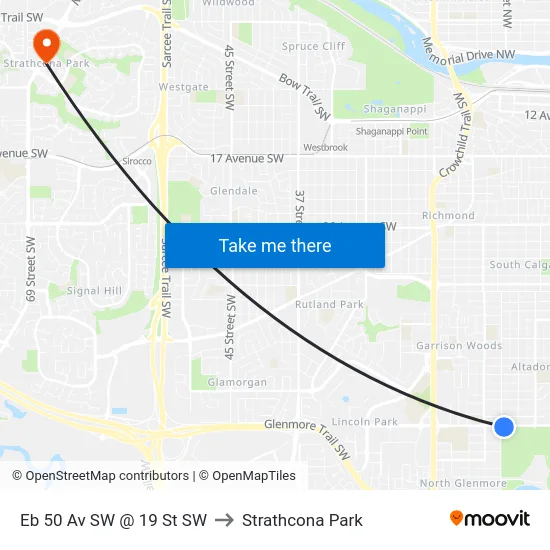 Eb 50 Av SW @ 19 St SW to Strathcona Park map