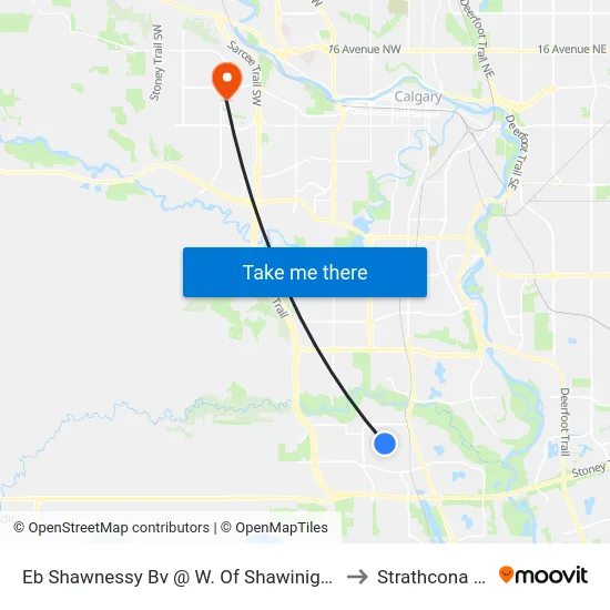 Eb Shawnessy Bv @ W. Of Shawinigan Dr SW to Strathcona Park map