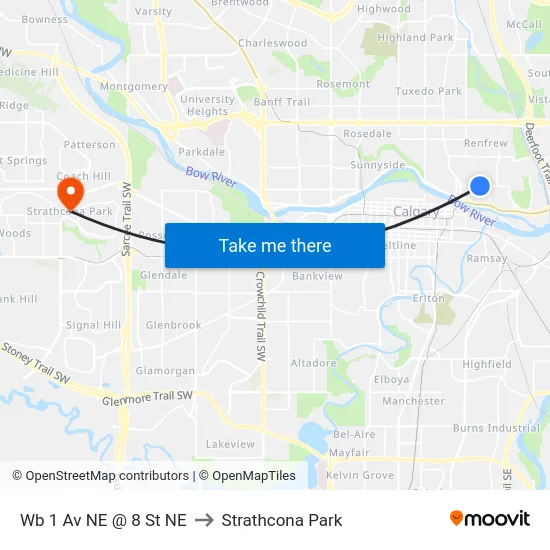 Wb 1 Av NE @ 8 St NE to Strathcona Park map