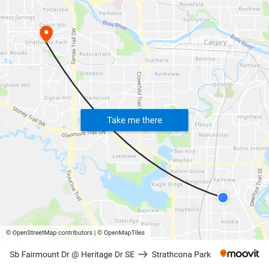 Sb Fairmount Dr @ Heritage Dr SE to Strathcona Park map