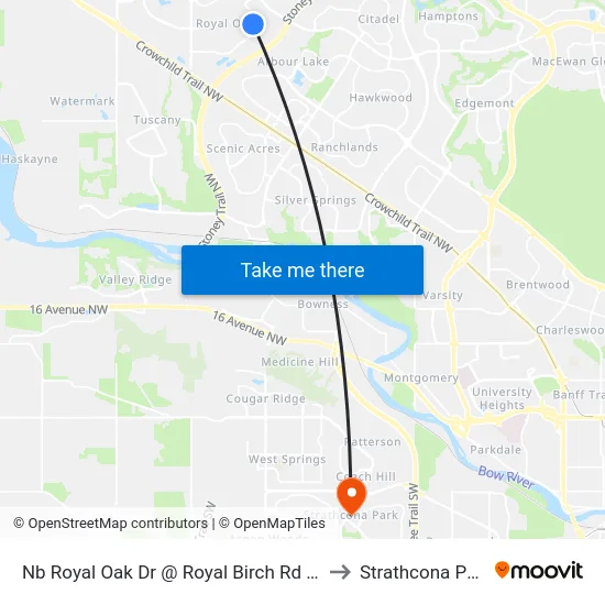Nb Royal Oak Dr @ Royal Birch Rd NW to Strathcona Park map