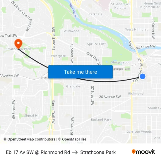 Eb 17 Av SW @ Richmond Rd to Strathcona Park map