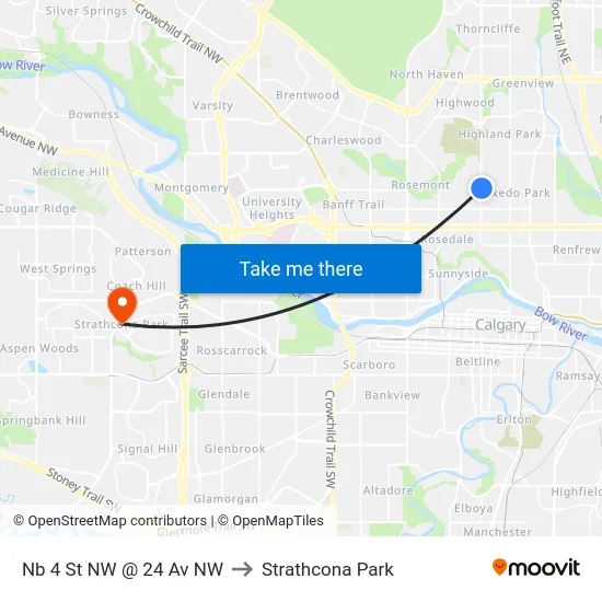 Nb 4 St NW @ 24 Av NW to Strathcona Park map