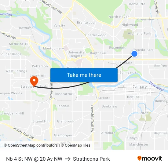 Nb 4 St NW @ 20 Av NW to Strathcona Park map