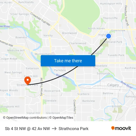 Sb 4 St NW @ 42 Av NW to Strathcona Park map